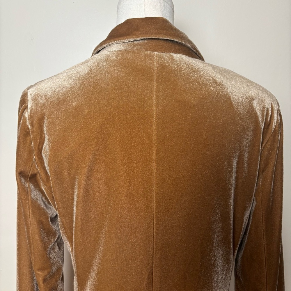 Molly Bracken Velour Blazer Single breasted Notched Lapels 2 Welt Pockets Sz S - Picture 6 of 12